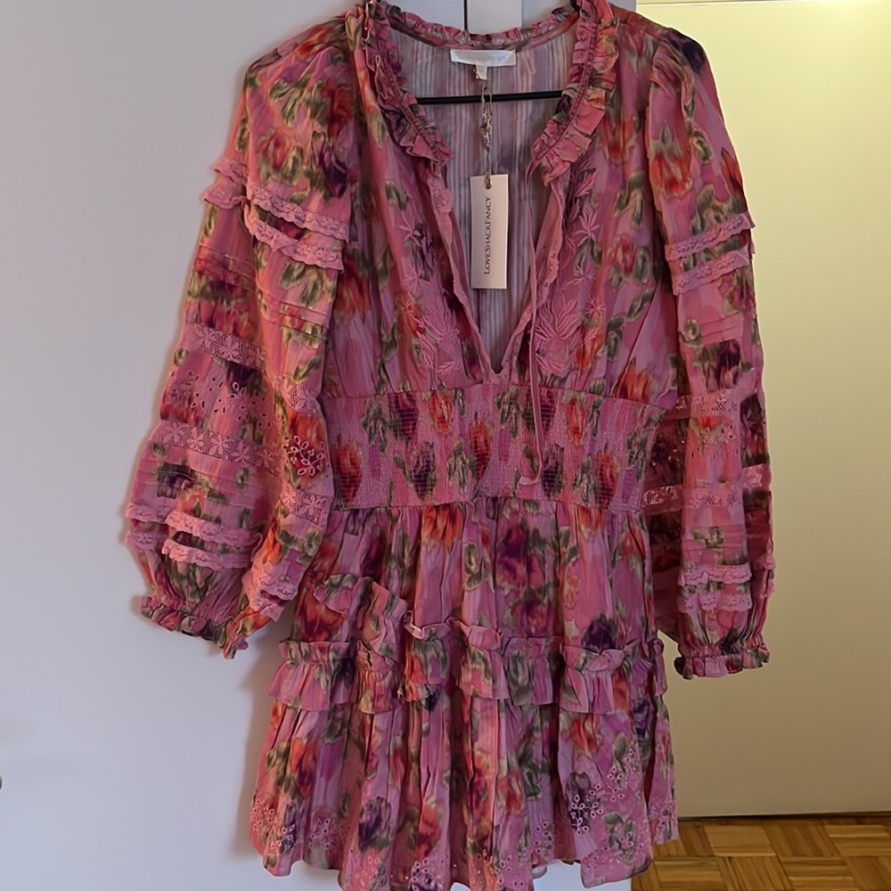 LoveShackFancy Clarkie Floral Mini Dress
